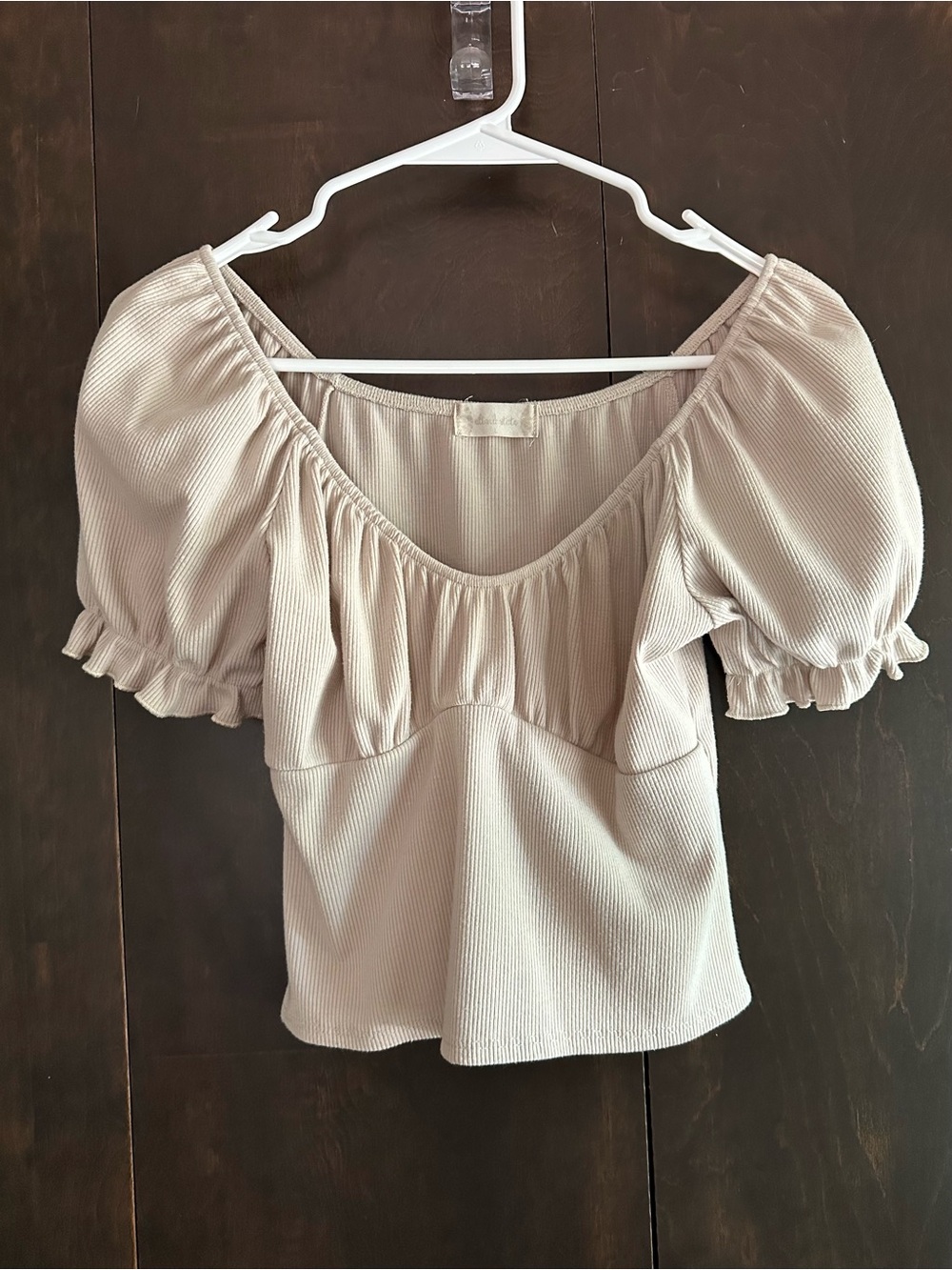 Altar'd State Cream Puff Sleeve Ribbed Crop Top